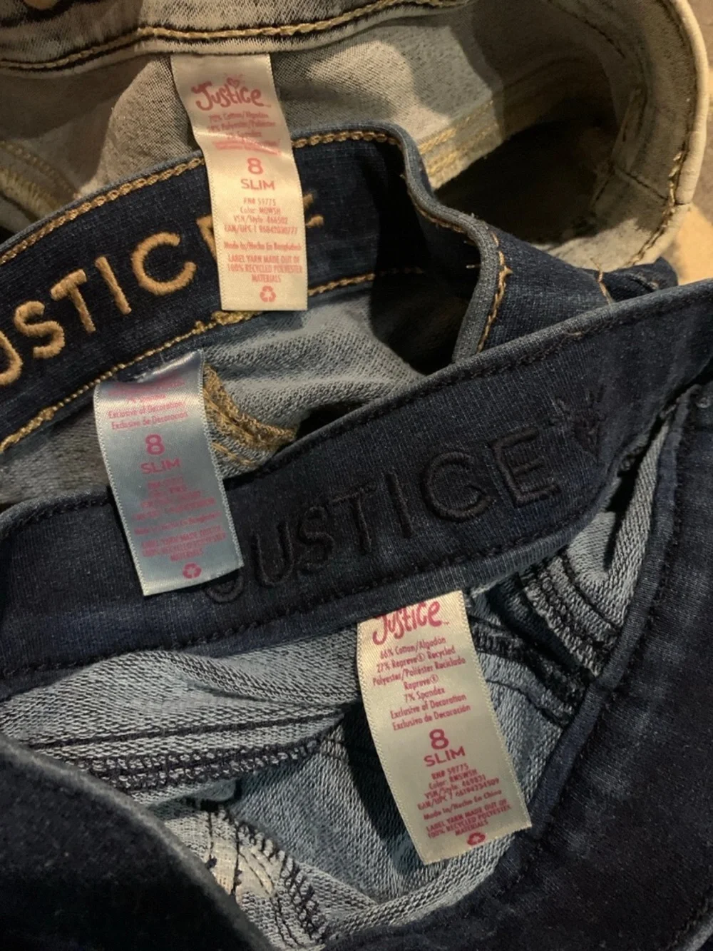 Justice 8 slim pull on leggings denim jeans